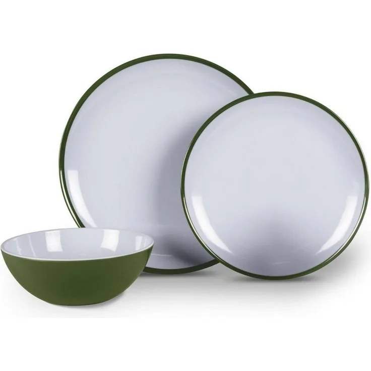 Kampa Dometic Geschirr-Set Melamingeschirr Campinggeschirr Set 12-teilig 4 Personen Fern Green