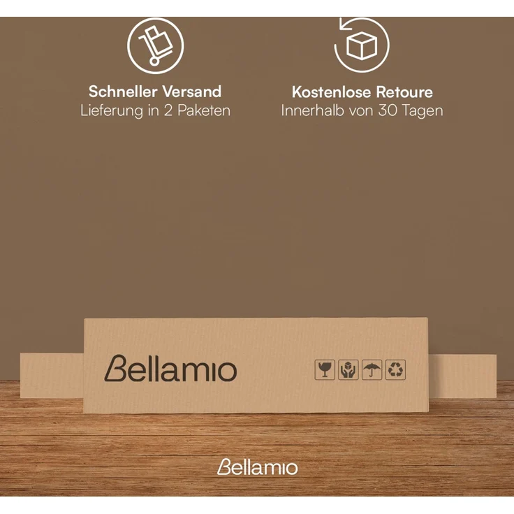 Bellamio 'Medje' Bett 140x200 cm in Kassettenoptik, Kiefer, weiß lackiert, Holzbett im Landhausstil mit Lattenrost, geeignet als Doppelbett – Bild 8