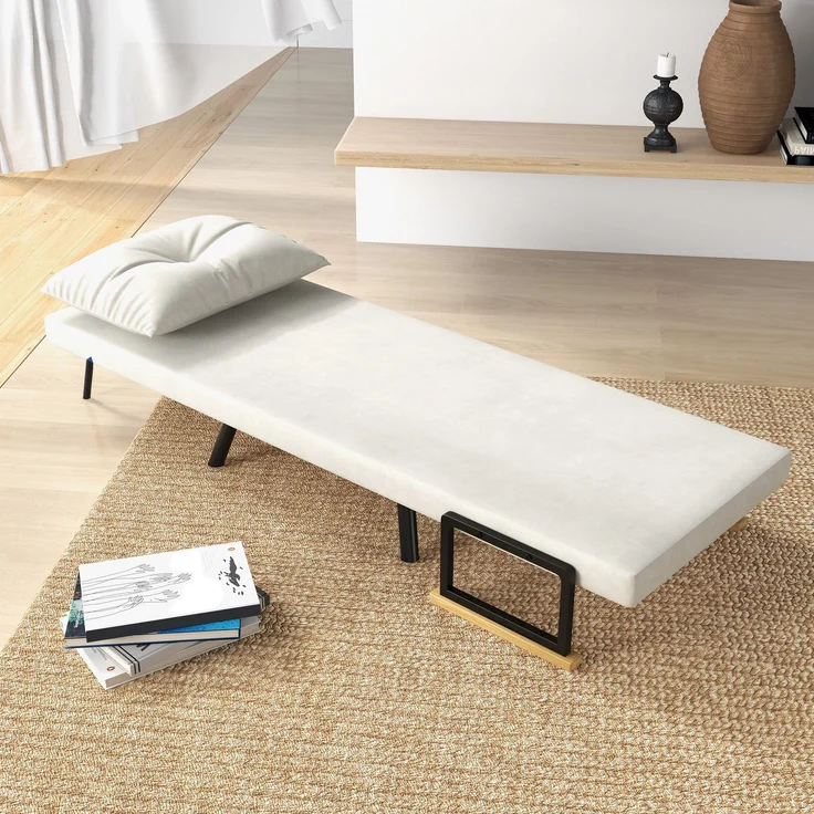 HOMCOM Relaxsessel mit Bettfunktion, Polstersofa mit verstellbarer Rückenlehne, Gästebett, Cremeweiß, 63 x 73 x 81 cm – Bild 8