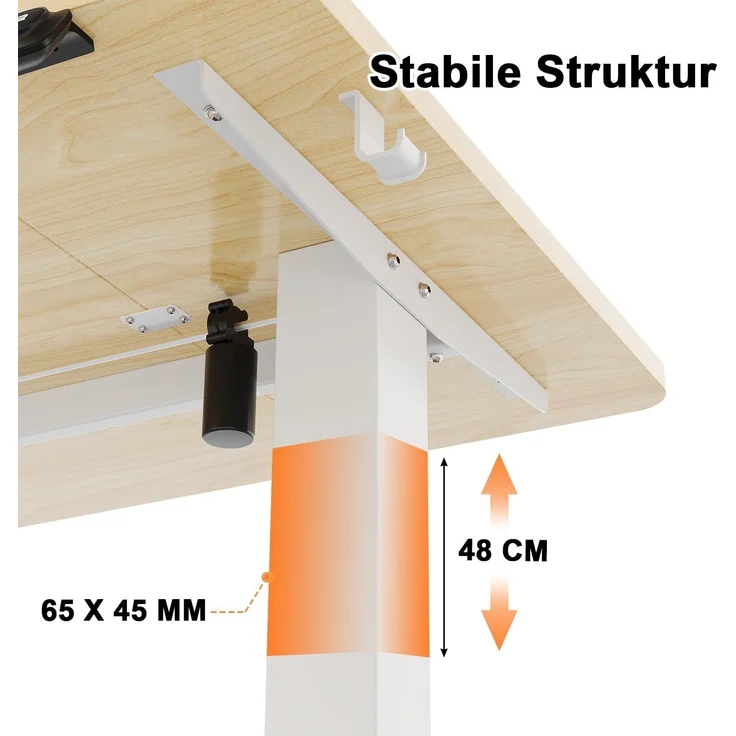 JUMMICO HöHenverstellbarer Schreibtisch Standing Desk Elektrischer Schreibtisch Höhenverstellbar mit Memory-Funktion 100x60 cm,Beige – Bild 6