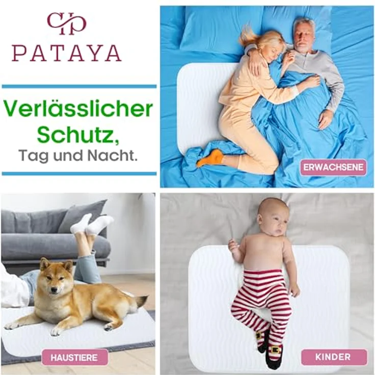Pataya Inkontinenzunterlage waschbar 90x160 - wasserdichte Matratzenschutz Matratzenauflage nässeschutz Bett Inkontinenzauflage Bettunterlage (90x160 cm) – Bild 6