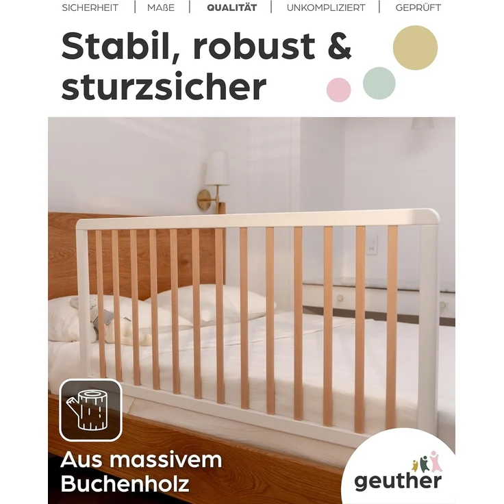 Geuther Bettschutzgitter Bettschutzgitter „Lissi“ – 60 cm hoch, 110 cm lang, auch für Boxspringbetten geeignet – Bild 4