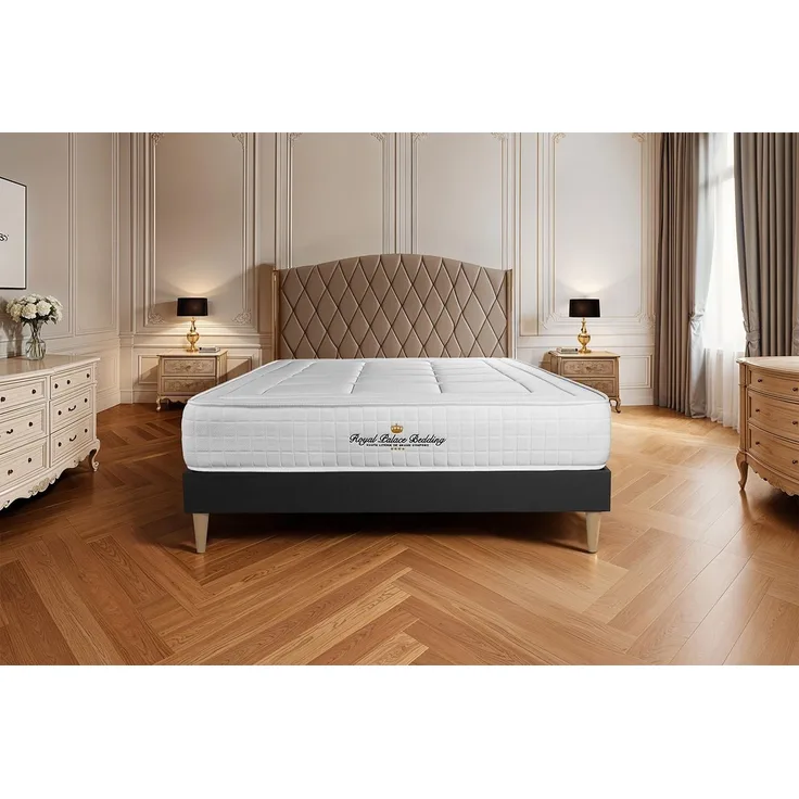 Matratze Balmoral 130x200 cm + Bettgestell mit Lattenrost, H4, Memory-Schaum, Höhe: 24 cm, Schwarz