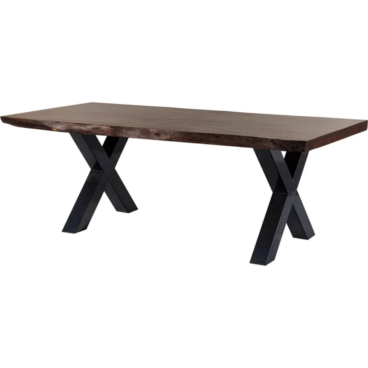 Baumtisch Akazie 220 x 100 x 77 braun lackiert / X-Beine anthrazit glänzend FREEFORM 5 – Bild 1