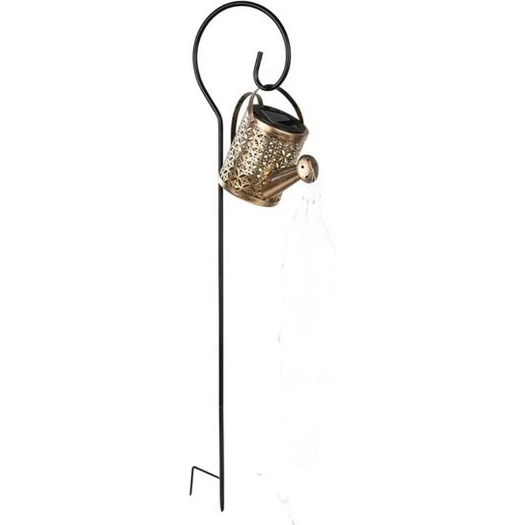 Haushalt International LED Solarleuchte Solar-Gartenstecker Gießkanne Lichterkette Solarbeleuchtung, flackernde LED simuliert fließendes Wasser, LED fest integriert, warmweiß, Lichtstränge mit insgesamt 40 warmweißen LEDs – Bild 4