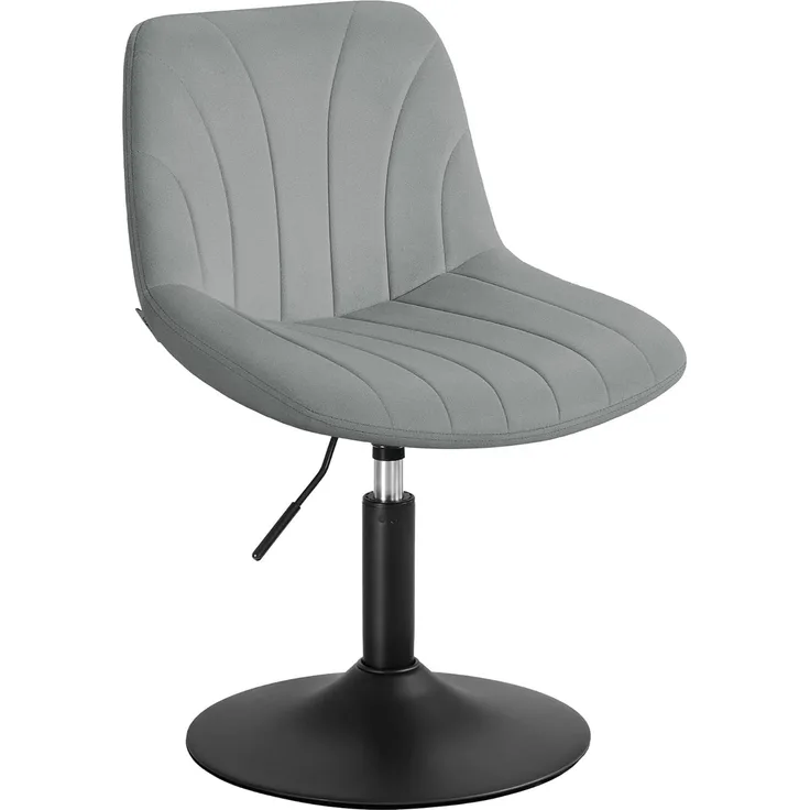 VASAGLE Schminkhocker, Schminkstuhl mit Rückenlehne, höhenverstellbar, um 360° drehbar, für Schlafzimmer, Esszimer, Samt-Bezug, Taubengrau LJB160GD01