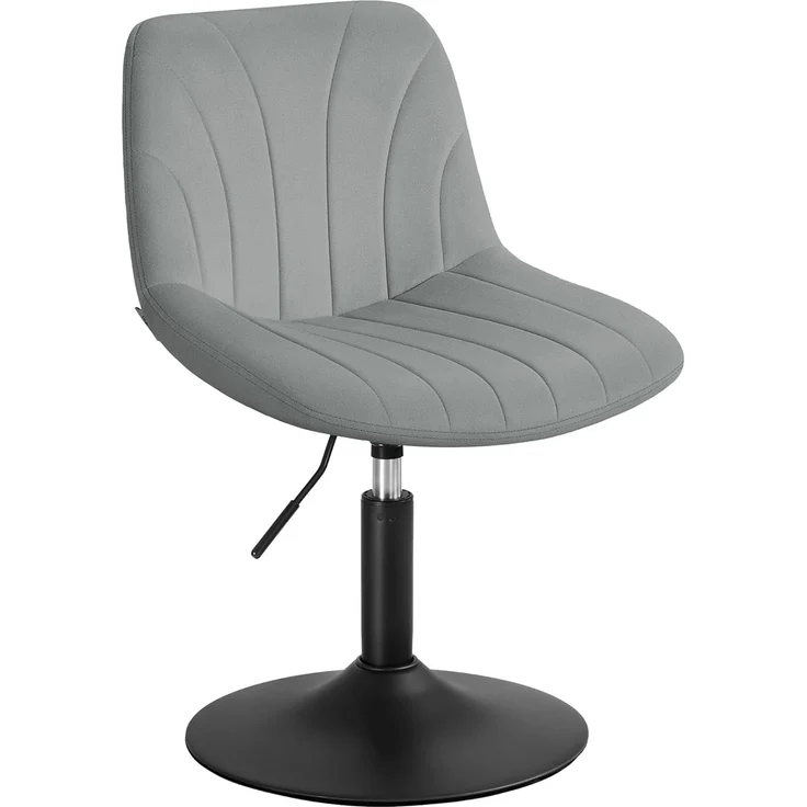 VASAGLE Schminkhocker, Schminkstuhl mit Rückenlehne, höhenverstellbar, um 360° drehbar, für Schlafzimmer, Esszimer, Samt-Bezug, Taubengrau LJB160GD01 – Bild 1
