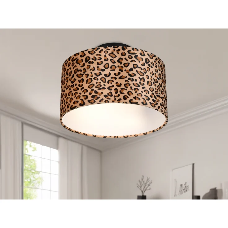 Deckenleuchte PARDINA mit Stoffschirm Leopardenmuster, Ø 30cm – Bild 1
