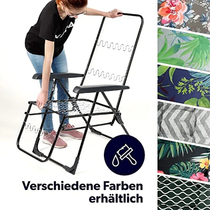 Kadax Gartenliegestuhl, verstellbar, Grün, Blau, Grau, Metall, 58x150 cm, ideal für Garten und Terrasse – Bild 9