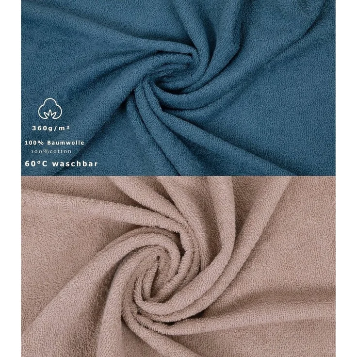 Betz Saunatuch 2 Stück Saunatücher XXL Berlin 70x200 cm Cappuccino - taubenblau, 100% Baumwolle – Bild 4