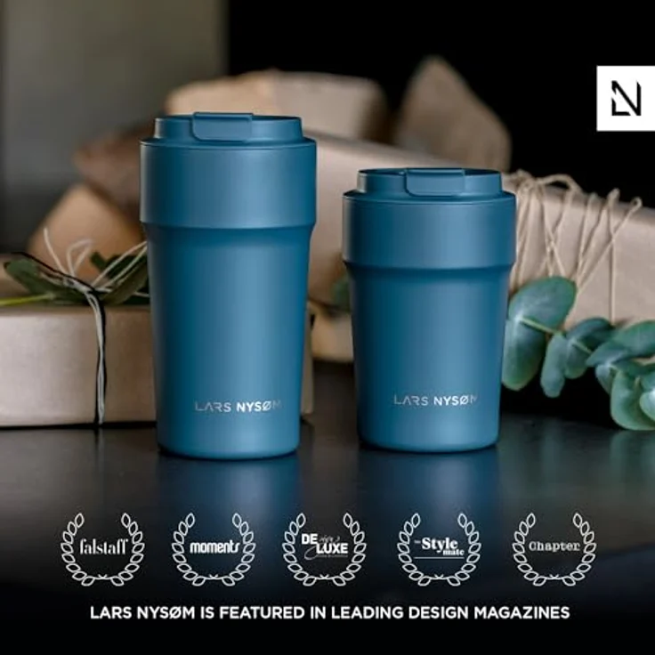 LARS NYSØM Thermo Kaffeebecher to go 380ml | Travel Mug 0,38 Liter mit Isolierung | Auslaufsicherer Edelstahl Thermobecher für Kaffee und Tee unterwegs | Teebecher (Taupe Brown, 380ml) – Bild 3