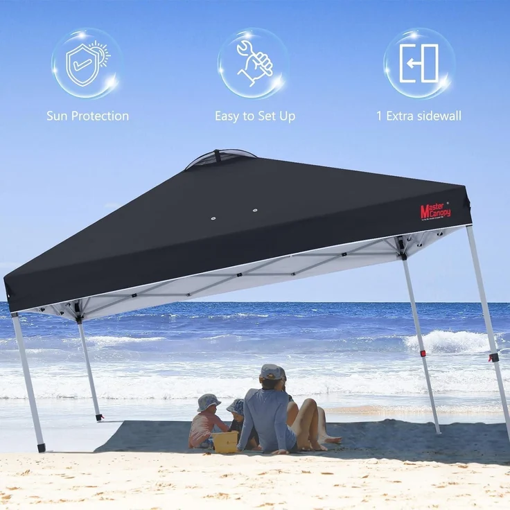 Pop-Up Pavillon 3x3m Festzelt mit Seitenwand Schwarz + Zubehör – Bild 2
