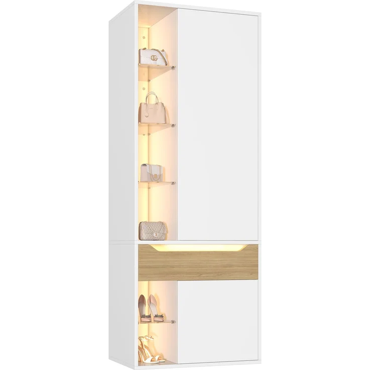 Kleiderschrank B 75 x T 50 x H 200 cm aus MDF mit LED-Glasvitrine – Bild 7