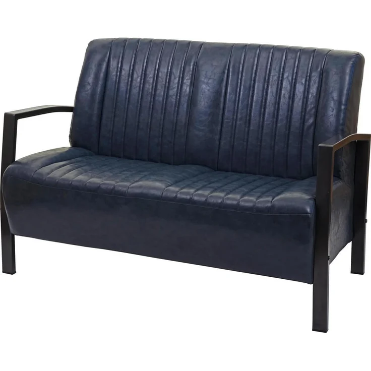 MCW 2-Sitzer Sofa, Grau, Textil, 127x86x70 cm, Industrie-Design, hohe Belastbarkeit bis 260 kg, bequeme Polsterung mit Ziernähten