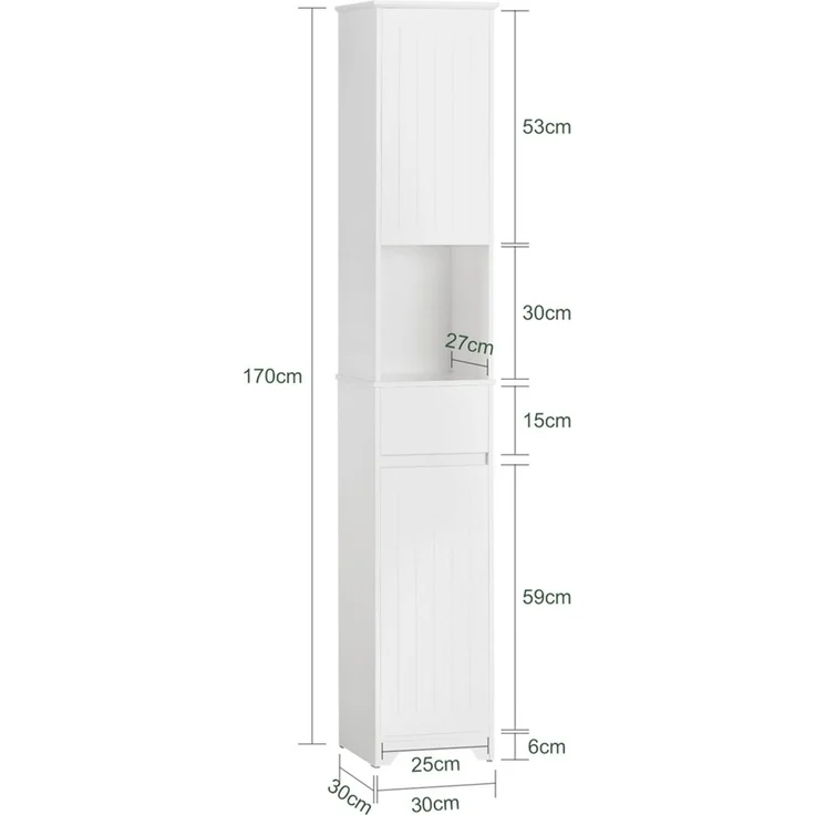 SoBuy BZR109-W Badezimmer-Hochschrank, MDF, Lackiert, Weiß, 40 x 172 x 35 cm – Bild 3