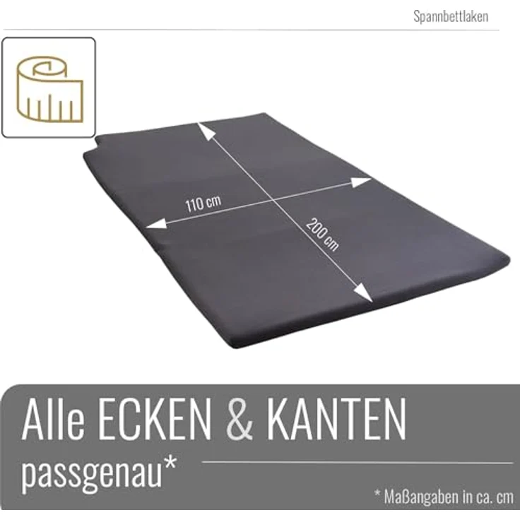 BLACK FOREST FOX Spannbettlaken Spannbettlaken Mercedes Benz V-Klasse Marco Polo + Horizon + Activity, Baumwolle, Gummizug: rundum, grau – Bild 3