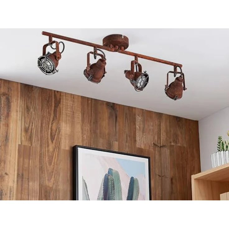 Lindby Strahler Scabra, 4-flammige Deckenlampe in Braun aus Metall, Vintage-Industriell, GU10 Spots für Wohnzimmer und mehr – Bild 4