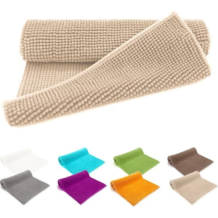 heimtexland Badematte Badvorleger Chenille Badteppich Duschvorleger, rutschhemmend beschichtet, Fußbodenheizung geeignet, schnell trocknend, strapazierfähig, fußbodenheizungsgeeignet, rutschfest, saugstark, Polyester, rechteckig, 60x90 cm, Hochflor, su... – Bild 1