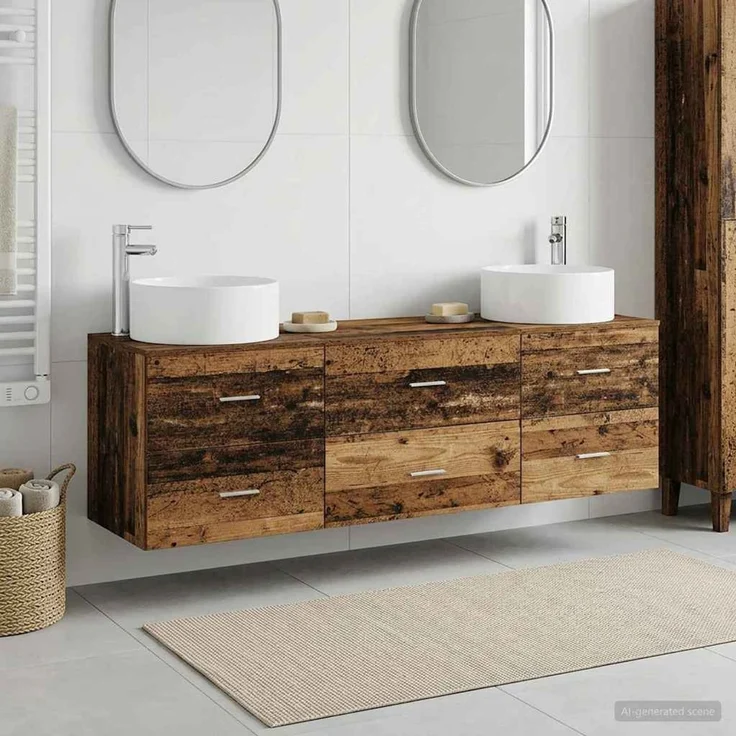 vidaXL Badezimmerschrank-Set 3 stk. Altholz 161,5 x 44,5 x 80 cm 3405945 – Bild 1