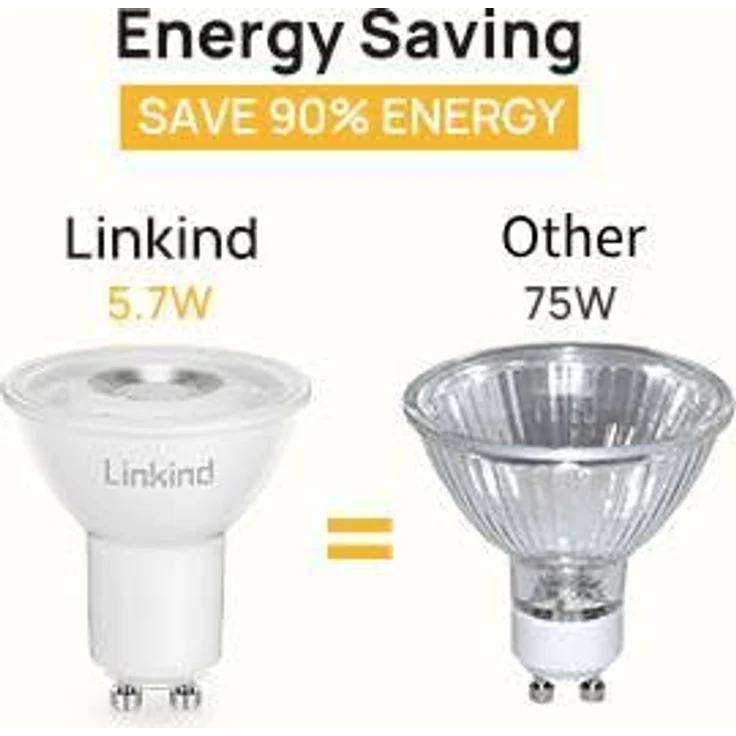 Linkind Dimmbar 5.7W GU10 LED Lampen, ersetzt 75W Lampe, 2700K Warmweiß Reflektorlampe GU10 Spot, 110° breite Abstrahlwinkel 560Lm Leuchtmittel PAR16 LED, 5 Stück – Bild 3