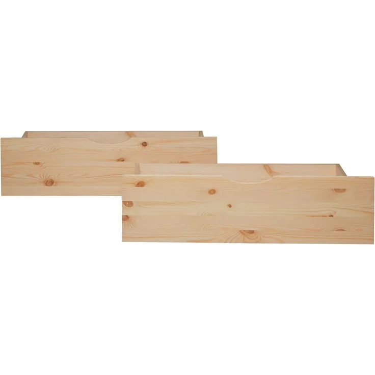 Bettkasten 2er Set Holz Aufbewahrung mit Rollen Bettschublade Bett Auszug Schublade Box Natur