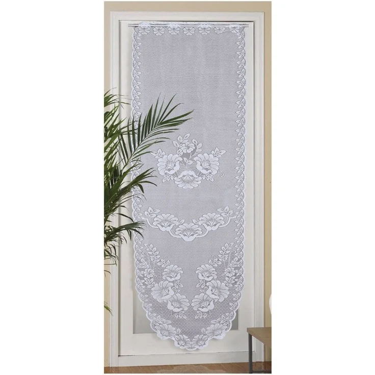 Arsvita Panneaux Blumen Mona mit Stickerei, Schlaufen, transparent, Türpanneaux 180x60cm Stangendurchzug, Voile Kurzgardine Bistrogardine – Bild 1