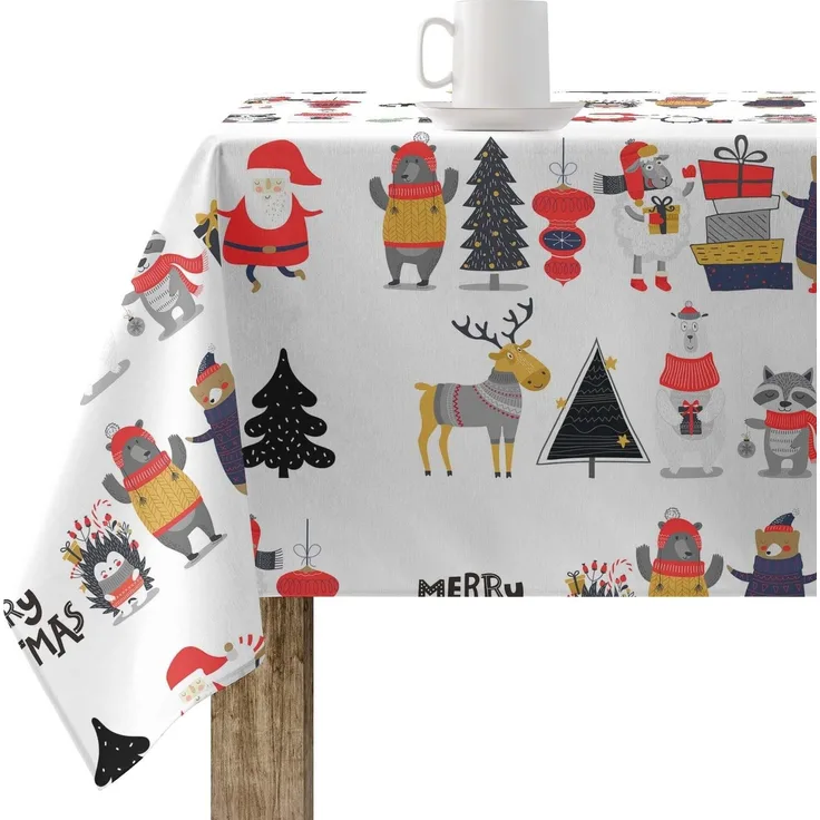 BELUM | Weihnachtstischdecke | Anti-Fleck-Tischdecke | Rechteckig Harz | Tischdecke (laminiert) | Tischdecke | Tischdecke | Heimtisch (140x140 cm)