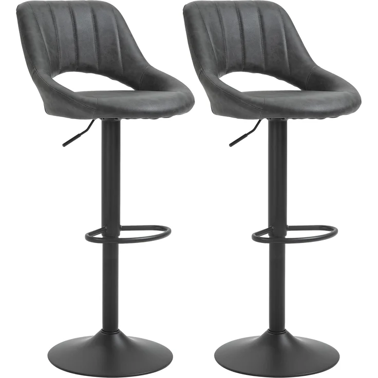 HOMCOM Barhocker Barstuhl mit Fußstütze (Tresenstuhl, 2 St, Tresenhocker), Metallrahmen, Grau, 44 x 49 x 90-110 cm – Bild 1