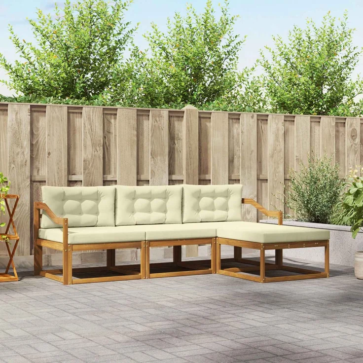 vidaXL Outdoor-Sofagarnitur 4 stk. 4-Sitzer Natur und Creme 3367418 – Bild 1