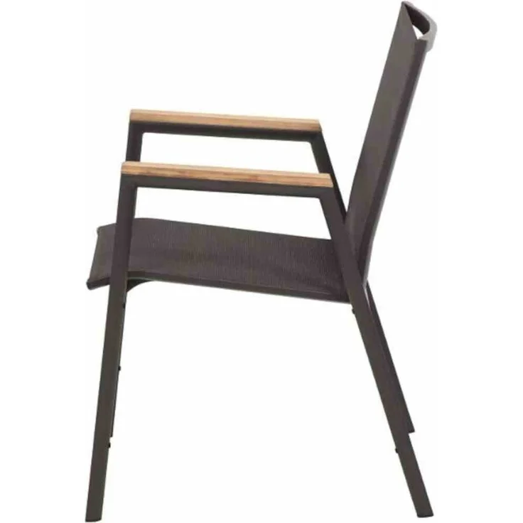 Siena Garden Dining Stapelsessel Savona matt anthrazit/schwarz silber/Teak – Bild 3