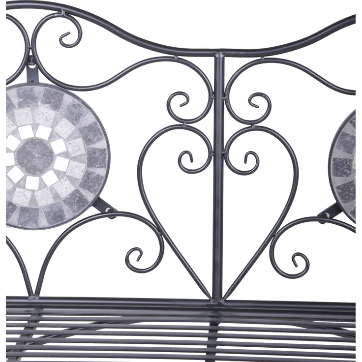 Gartenbank TINO - 116cm Breit, Stahl, Schwarz | Terrassenbank Wetterfest Sitzbank Outdoor Bank – Bild 3