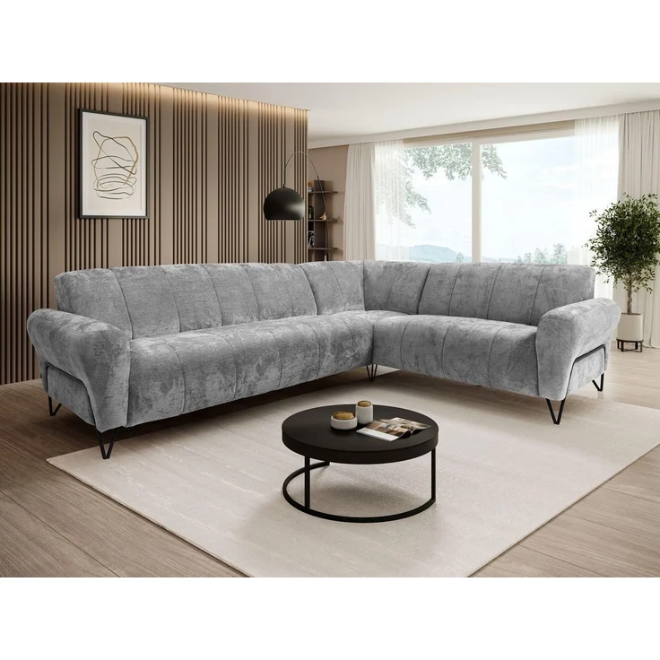 Beautysofa Ecksofa mit Metallbeine in schwarzer VOLARE L, mit höchstem Sitzkomfort, ohne Schlaffunktion – Bild 5