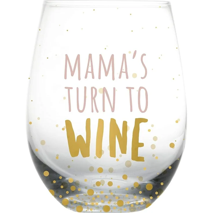 Pearhead Mamas Turn to Wine Stemless WIne Glass, Mother's Day Gifts, Large, 15 oz