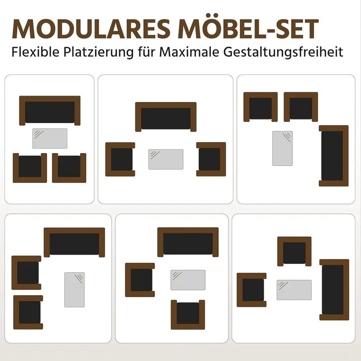 Yaheetech Balkonset Gartenmöbel-Set 4-er Set Rattanmöbel für 4 Personen, Gartengarnitur aus Zweisitzer-Sofa & 2 Einzelsofas & Kaffeetisch – Bild 9