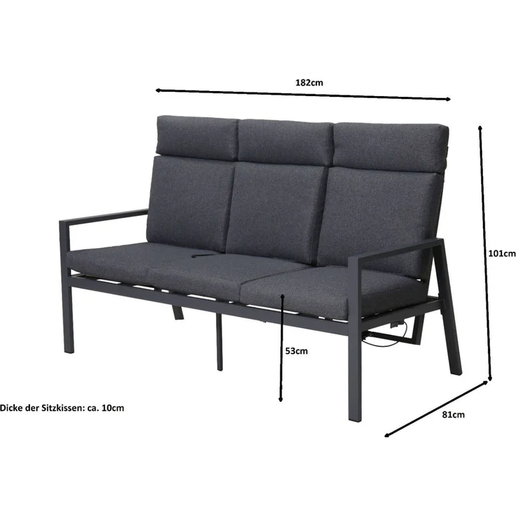 Gardissimo Alu 3-Sitzer Gartenbank "Trento" verstellbar – Bild 5