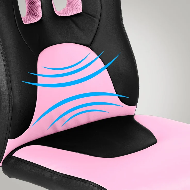 Kinder Bürostuhl MIA - 83x56x59, Schwarz/pink Kunstleder Kunststoff Gestell ergonomische Bürostühle Homeoffice Stuhl mit Rollen – Bild 2