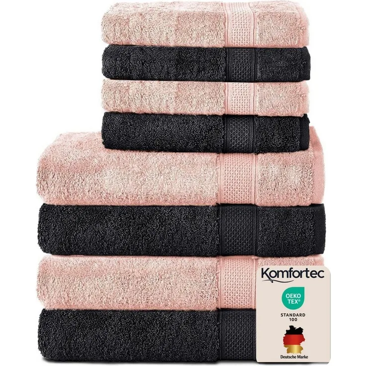 Komfortec Handtuch Set aus 100% Baumwolle, 4 Handtücher 50x100 cm und 4 Badetücher 70x140 cm, Frottee (Packung, 8-St), Duschtücher & Badehandtuch, Weich, Towel, Groß