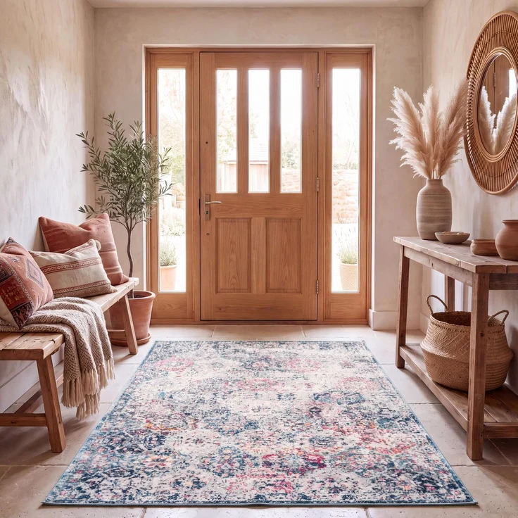 SAFAVIEH Distressed Teppich für Wohnzimmer, Esszimmer, Schlafzimmer - Madison Collection, Kurzer Flor, Marineblau und Blaugrün, 155 X 229 cm