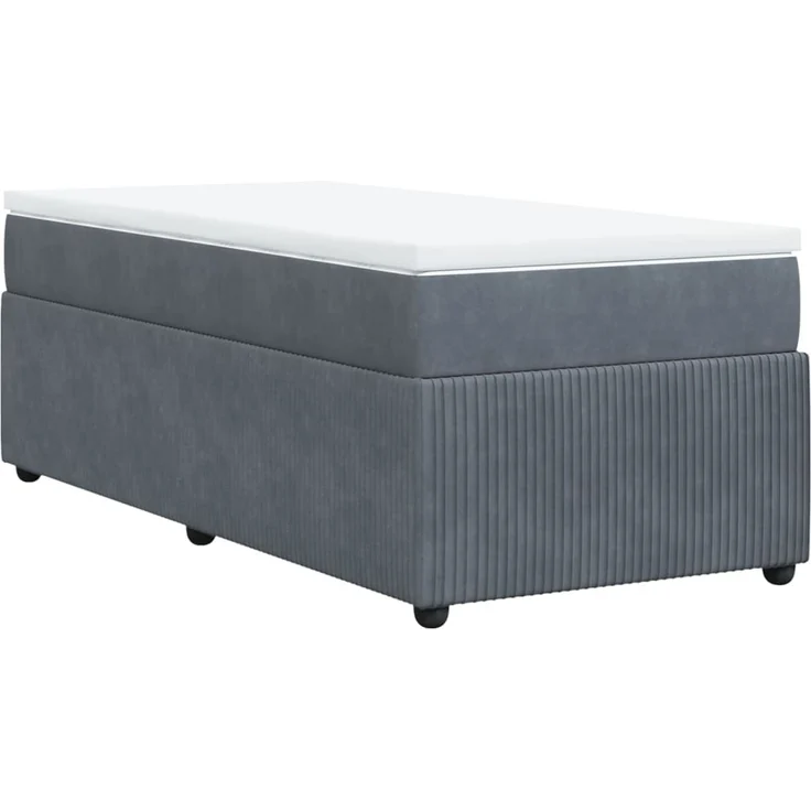 vidaXL Boxspringbett mit Matratze Dunkelgrau 90x190 cm Samt 3285609 – Bild 9