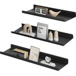 SONGMICS Wandregale aus Metall, 3er Set, Schweberegale, Industrie-Design, Wandboards, für Dekos, Bilderrahmen, mit 6 Schrauben zur Befestigung der Regale, unterschiedliche Layouts, schwarz LFS12BK