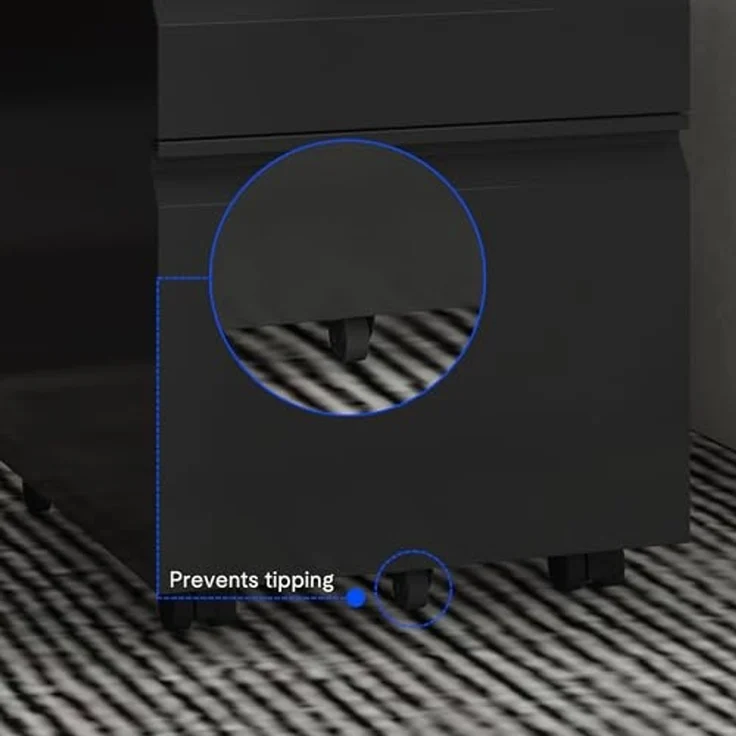 FLEXISPOT Aktenschrank Aufbewahrungsschrank (Rollcontainer, Büroschrank, rollcontainer Schreibtisch mit 3 Schublade für Büro) Wohnzimmer & Schlafzimmer,mit Schlüsselschloss und Anti-Kipp-Rad – Bild 6