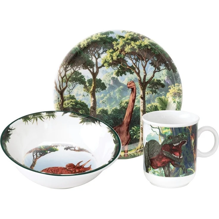 Seltmann Weiden Kombiservice Kinder-Set 3-teilig Compact Dino, Becher, Frühstücksteller, Schüssel (3-tlg), 1 Personen, Porzellan, Becher, Frühstücksteller, Schüssel, Dinosaurier – Bild 5