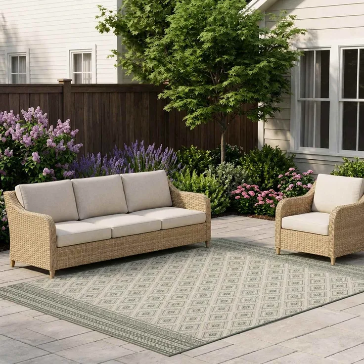 vidaXL Bereichsteppich OLITE Natürlich und Grün 160 x 230 cm PET 42043884