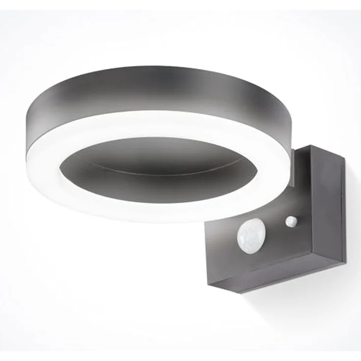 Esotec Solar PIR Wandleuchte Diana, Bewegungsmelder, 40 LEDs, Li-Ion Akku, wetterfest, schwarz, flach, H=7,5cm, Außenbeleuchtung, 102598 – Bild 1