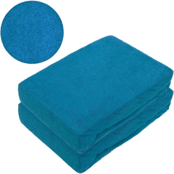 Frottee Spannbettlaken Rundumgummizug Marke Doppelpack 70 x 140 cm Petrol – Bild 2