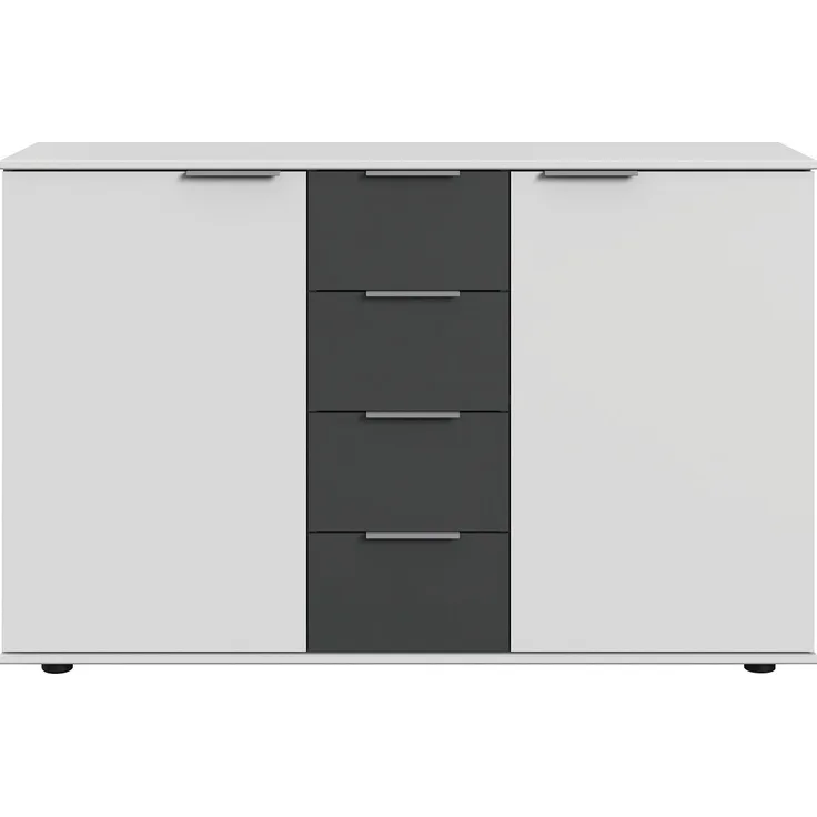 Kommode Valencia Schubladenkommode 130 x 41 x 83 cm weiß graphit 2-türig