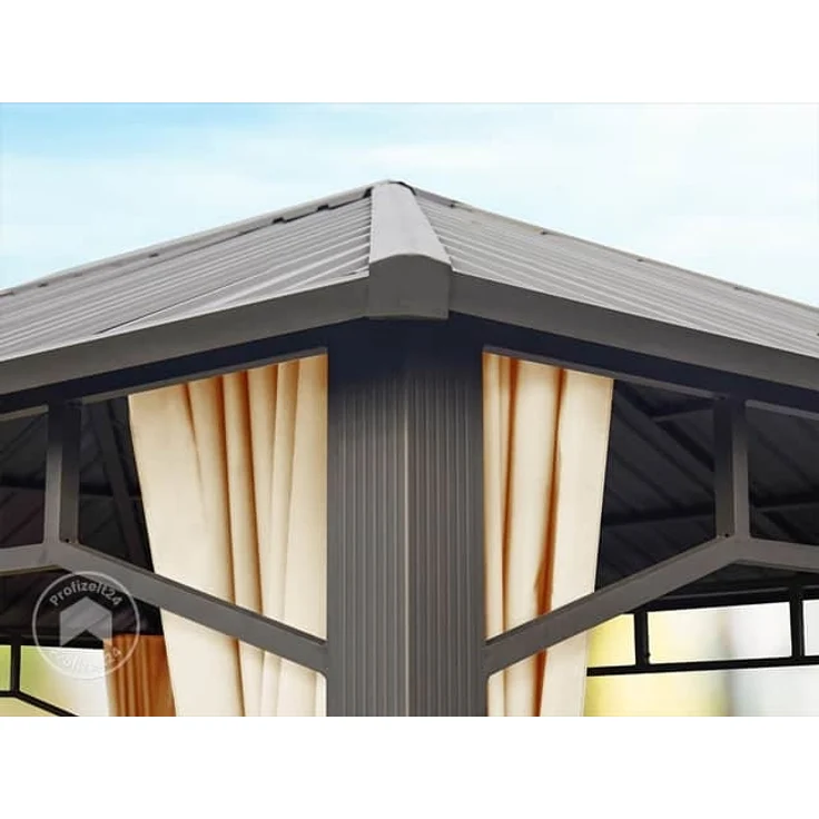 Gartenpavillon 3x4 m Stahldach Hardtop 4 Seitenteile in Champagner, Pfosten 9x9 cm – Bild 5