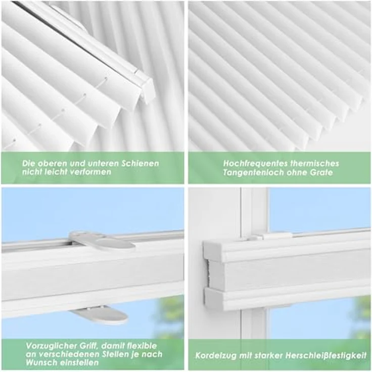 bobodeco Plissee Faltrollo Klemmfix ohne Bohren, Sichtschutz & Sonnenschutz Blickdicht, Weiß 40x200cm, lichtdurchlässig, für Fenster & Tür – Bild 3