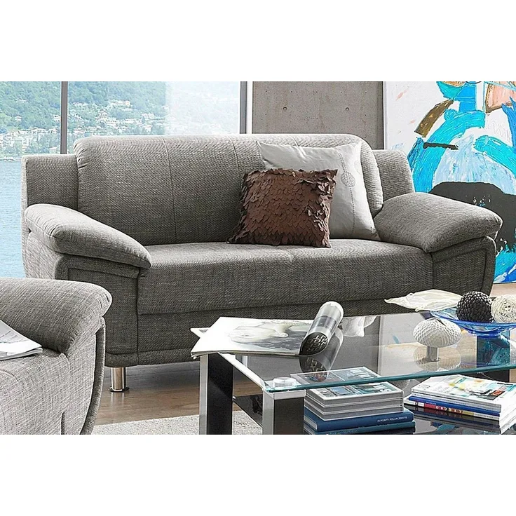 TRENDMANUFAKTUR 2-Sitzer Rondo, Breite 178 cm, breite Armlehnen, Füße chromfarben, Couch wahlweise mit Federkern und in verschiedenen Bezügen bestellbar