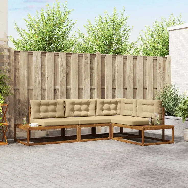 vidaXL Outdoor-Sofagarnitur 4 stk. 4-Sitzer Natur und Beige 3368136
